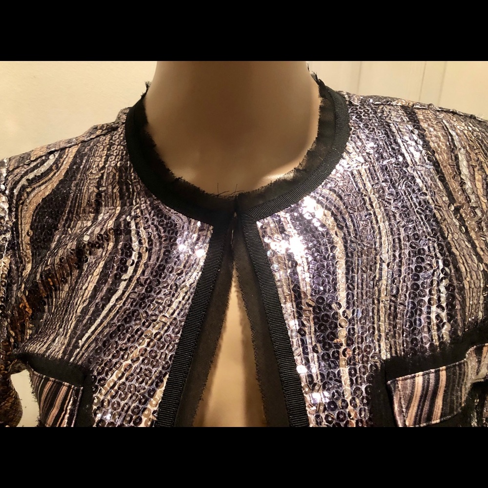 Nwot Cache Sequin Multicolor Jacket Blazer Sz S - image 2